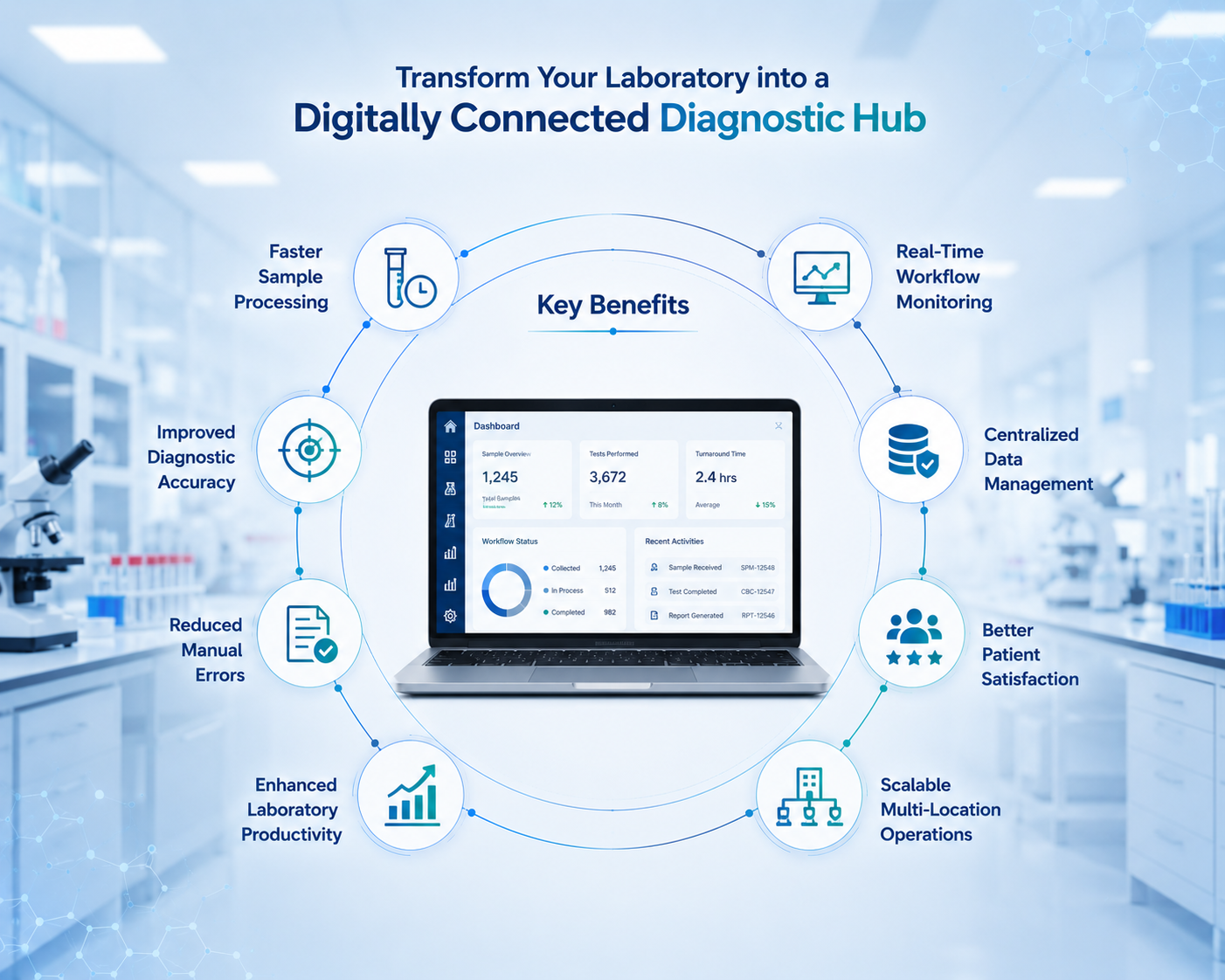 Laboratory technology connecting diagnostic data to clinical workflows