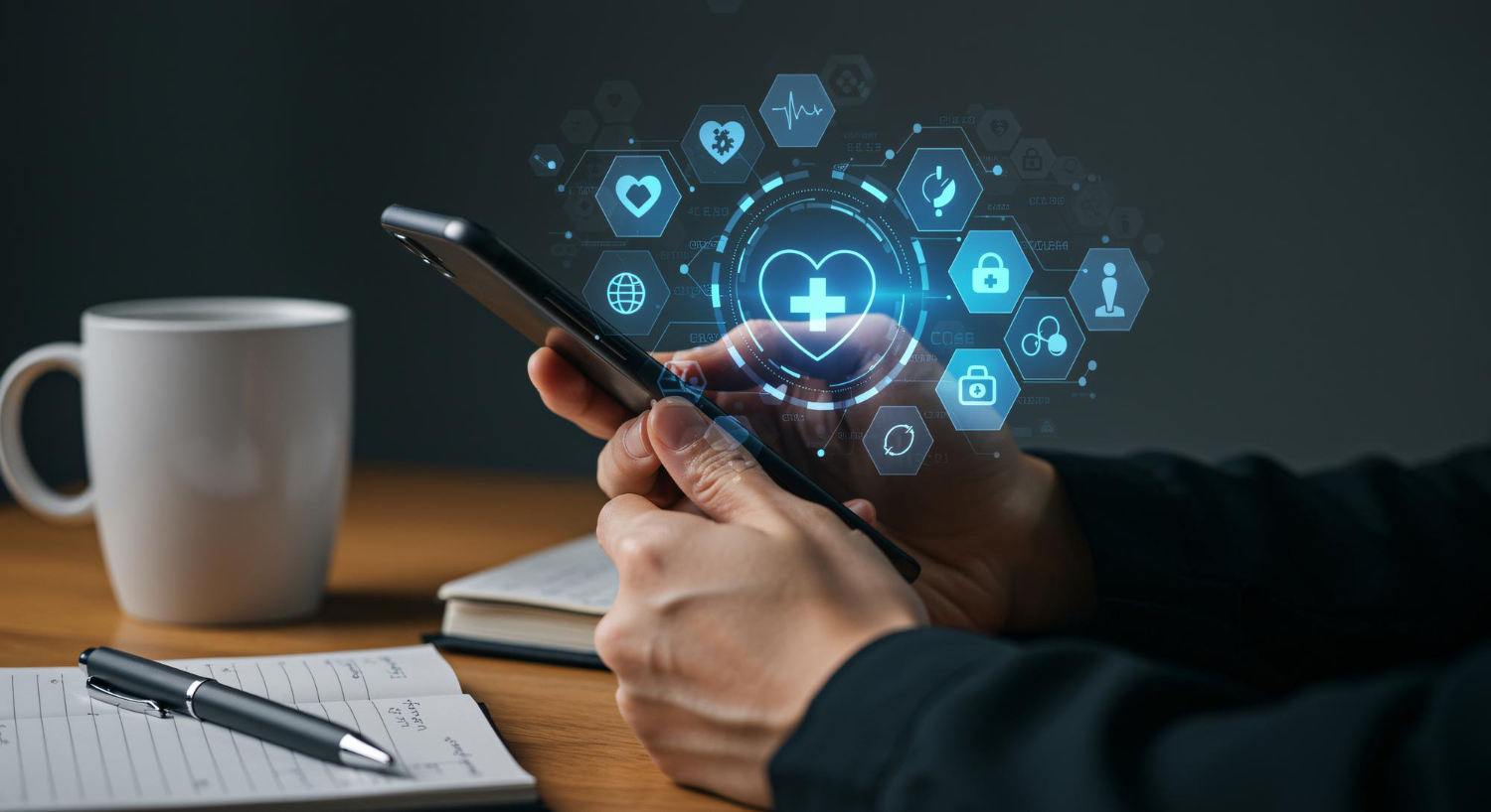 Healthcare professional securely accessing patient health information on a mobile device