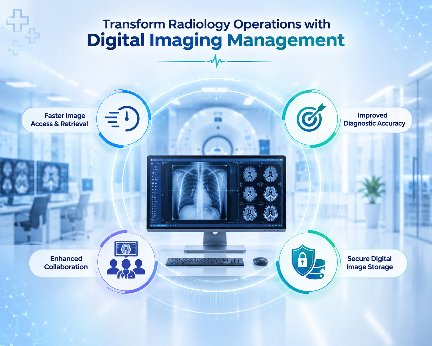 Radiologist reviewing a stream of digital imaging studies